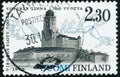 Vintage stamp printed in Finland 1993 show 700th Anniversary of Viborg castle