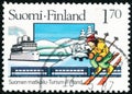 Vintage stamp printed in Finland 1987 show Tourism