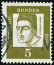 Vintage stamp printed in Germany circa 1961 shows Albertus Magnus