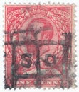 Vintage stamp printed in Great Britain 1911-1912 shows , King George V