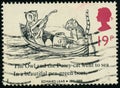 Vintage stamp printed in Great Britain 1988 shows Nonsensical Drawings by Edward Lear Royalty Free Stock Photo