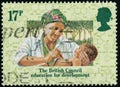 Vintage stamp printed in Great Britain 1984 shows the 50th Anniversary of the British Council