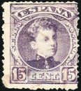 Vintage stamp printed in Spain 1902 shows King Alfonso XIII