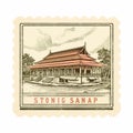 Vintage Stamp Singapura: Stong Sampan - Mid-century Illustration