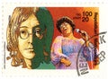 Vintage stamp with singers Royalty Free Stock Photo