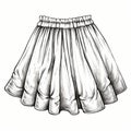 Vintage Stamp Skirt With Long Ruffles - Ultra Detailed Wide Angle Lens Drawing