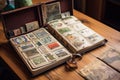 vintage stamps collection in an open album