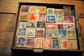 vintage stamps displayed in an organized album