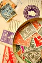 Vintage stamps on envelopes Royalty Free Stock Photo