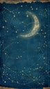 Vintage Starry Sky with Constellations and Crescent Moon background