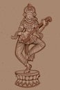 Vintage Statue of Indian Goddess Saraswati Sculpture Royalty Free Stock Photo