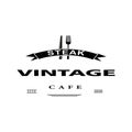 Vintage steak cafe illustration image logo design Royalty Free Stock Photo