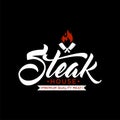 Vintage steak house logo. retro style grill restaurant emblem, badge, design element, logotype template. Royalty Free Stock Photo