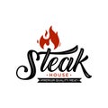 Vintage steak house logo. retro style grill restaurant emblem, badge, design element, logotype template. Royalty Free Stock Photo