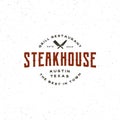 Vintage steak house logo. retro styled grill restaurant emblem. vector illustration