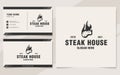 Vintage steak house logo template monogram style Royalty Free Stock Photo