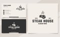 Vintage steak house logo template monogram style Royalty Free Stock Photo