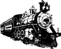 Vintage steam locomotive ancient train, transport Vector illustration Royalty Free Stock Photo