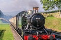 Vintage steam locomotive 4160 approaching Washford Station in So