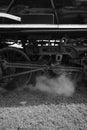 Vintage steam locomotive detail on the railway track Royalty Free Stock Photo