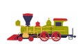Vintage Steam Locomotive or Engine as Rail Transport Vehicle Vector Illustration