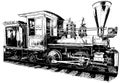 vintage steam locomotive illustration in black Royalty Free Stock Photo