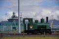 Vintage Steam Locomotive painted in green in Reykjavik Iceland P Royalty Free Stock Photo