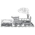 Vintage Steam locomotive vector logo design template. train or transport icon. Vector Royalty Free Stock Photo