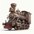 Vintage steam locomotive on a white background. Generative AI Royalty Free Stock Photo