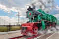 vintage steam train hurtling at speed along the rails, retro vehicle, steam Royalty Free Stock Photo