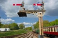 Steam Train. Signals. Bluebell Railway. Sussex. UK Royalty Free Stock Photo