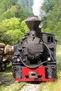 Vintage steam train locomotive - front view