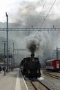 Vintage steam train at Meiringen, Switzerland.