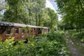 Vintage steam train travelling through a forest.. Royalty Free Stock Photo