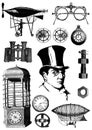 Vintage steampunk clip art set