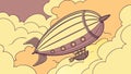 Vintage steampunk dirigible flying across a whimsical sky. vector design Generative AI Royalty Free Stock Photo