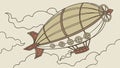 Vintage Steampunk Dirigible in Hazy Sky, vector design Generative AI Royalty Free Stock Photo