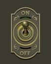 Vintage steampunk electric brass and bronze switch Royalty Free Stock Photo