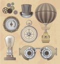 Vintage Steampunk vector design set Royalty Free Stock Photo