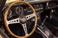 Vintage steering wheel in antique car