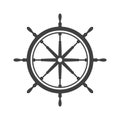 Vintage steering wheel. Ship, yacht retro wheel symbol. Nautical rudder icon. Marine design element. Vector illustration
