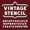 Vintage stencil alphabet font Royalty Free Stock Photo