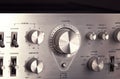 Vintage Stereo Amplifier Shiny Metal Volume Control Knob Royalty Free Stock Photo