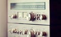 Vintage Stereo Amplifier and Tuner Shiny Metal Front Panel Scale Royalty Free Stock Photo