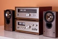 Vintage Stereo Amplifier tuner speakers Royalty Free Stock Photo