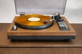 Vintage Stereo Turntable Vinyl Record Player with Open Plastic Lid