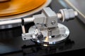 Vintage Stereo Turntable Vinyl Record Tonearm Mechanism Closeup Royalty Free Stock Photo