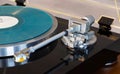 Vintage Stereo Turntable Vinyl Record Tonearm Mechanism Closeup Royalty Free Stock Photo