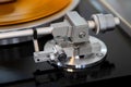 Vintage Stereo Turntable Vinyl Record Tonearm Mechanism Closeup Royalty Free Stock Photo