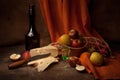 Vintage still life with alcohol and apples Royalty Free Stock Photo